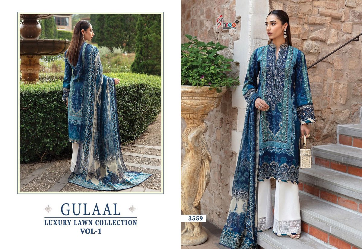 SHREE FABS GULAAL LUXURY LAWN COLLECTION VOL-01 3557 TO 3563 3