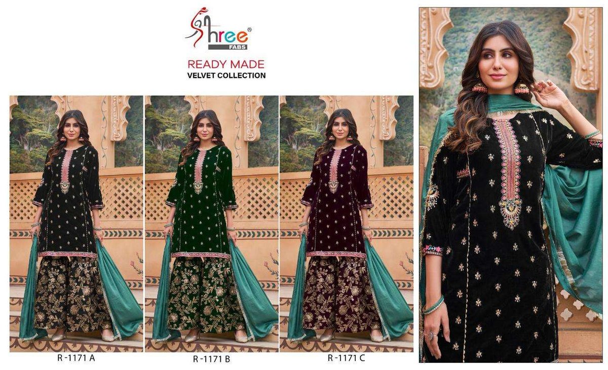 Shree Fab Ready Made Velvet Collection R-1171 Colors 4
