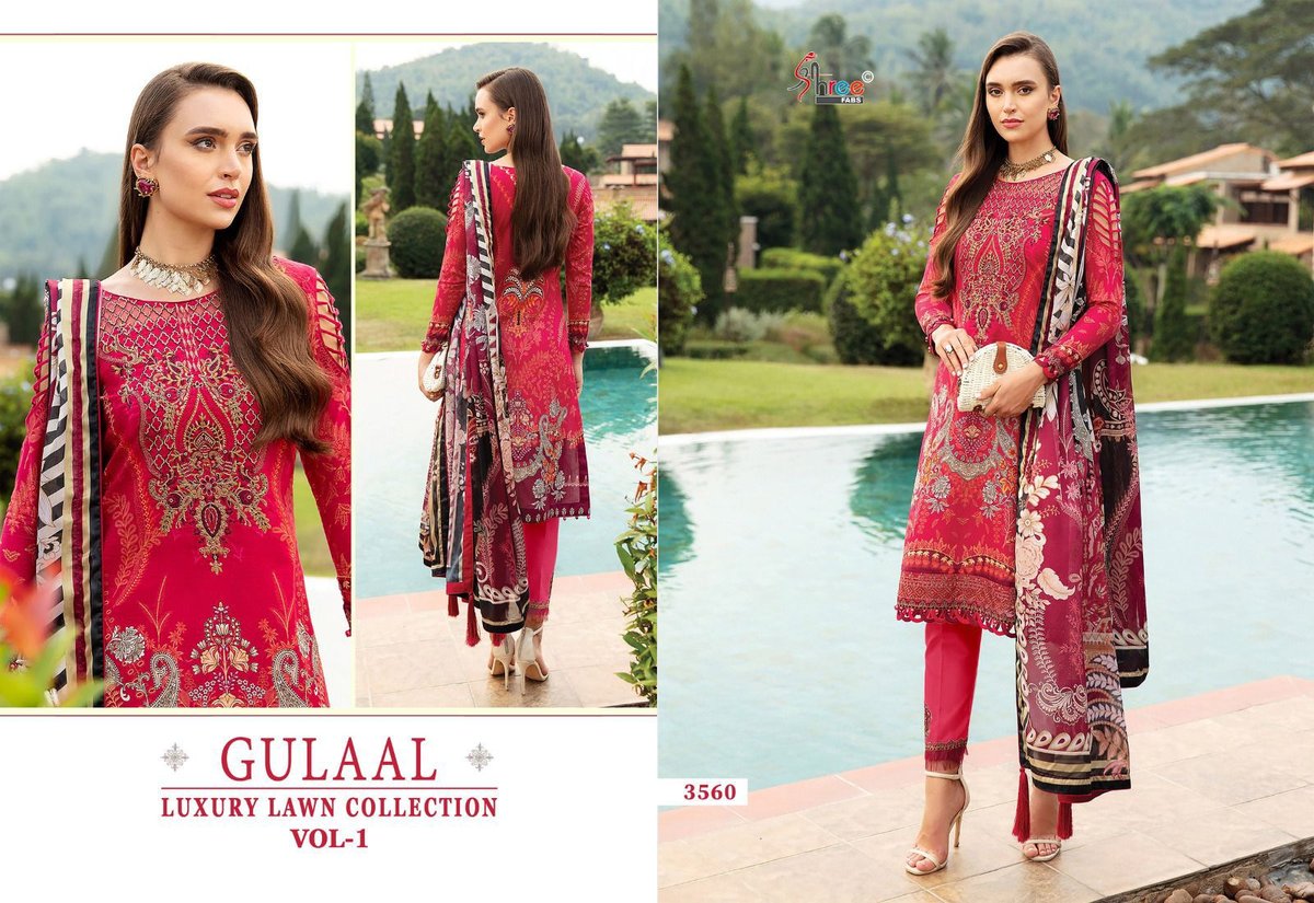 SHREE FABS GULAAL LUXURY LAWN COLLECTION VOL-01 3557 TO 3563 4