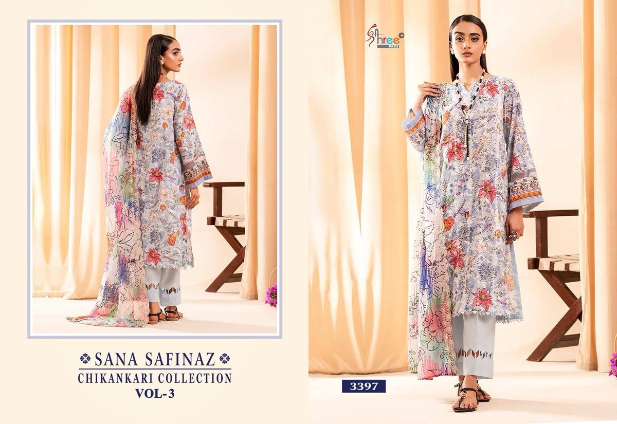 SHREE FAB SANA SAFINAZ CHIKANKARI COLLECTION VOL-3 3397 TO 3401 1