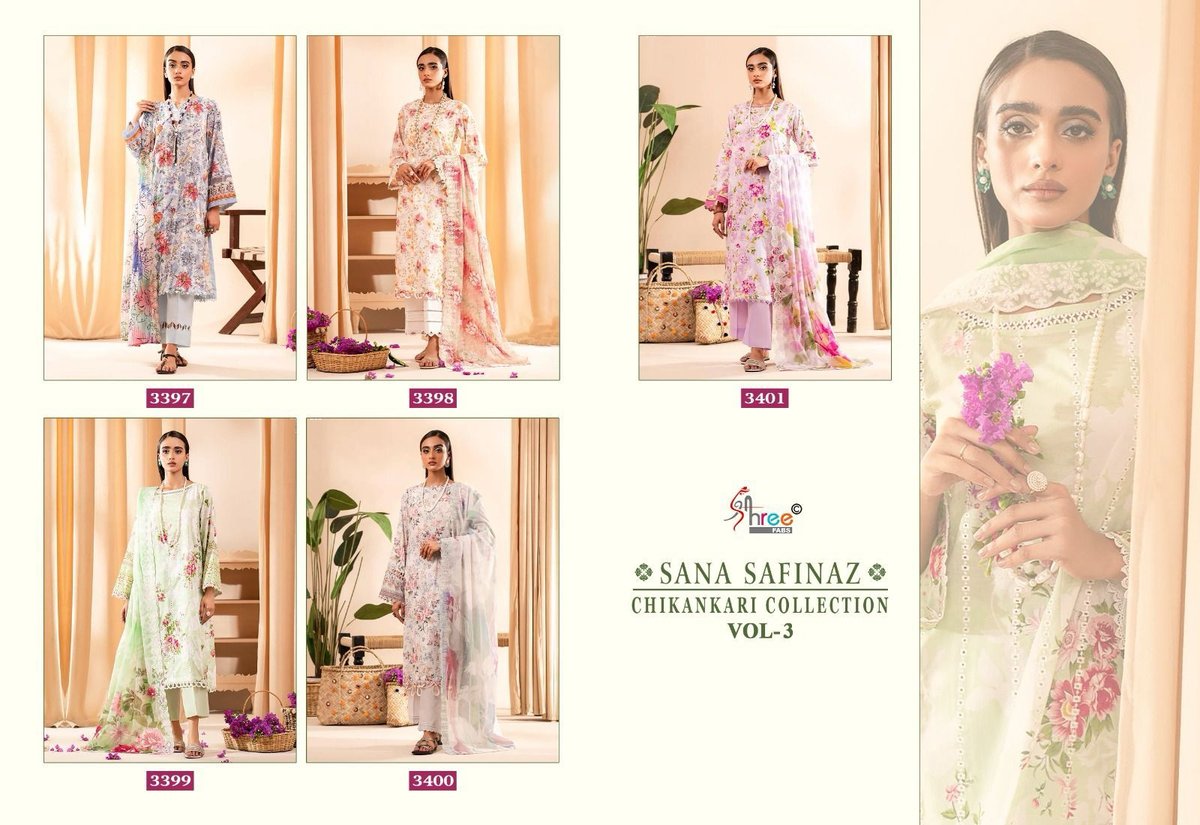 SHREE FAB SANA SAFINAZ CHIKANKARI COLLECTION VOL-3 3397 TO 3401 6