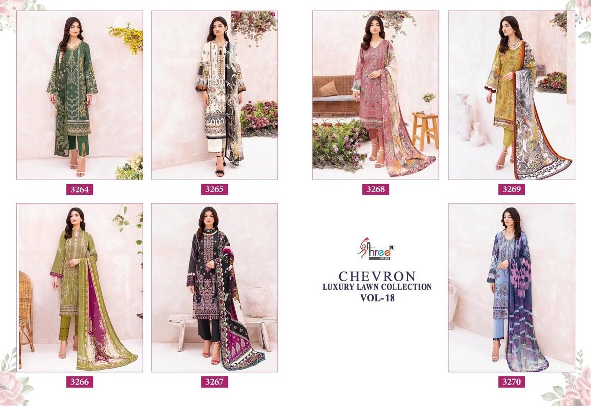 Shree Fab Chevron Lawn Collection Vol-18 3264-3270 Series 8