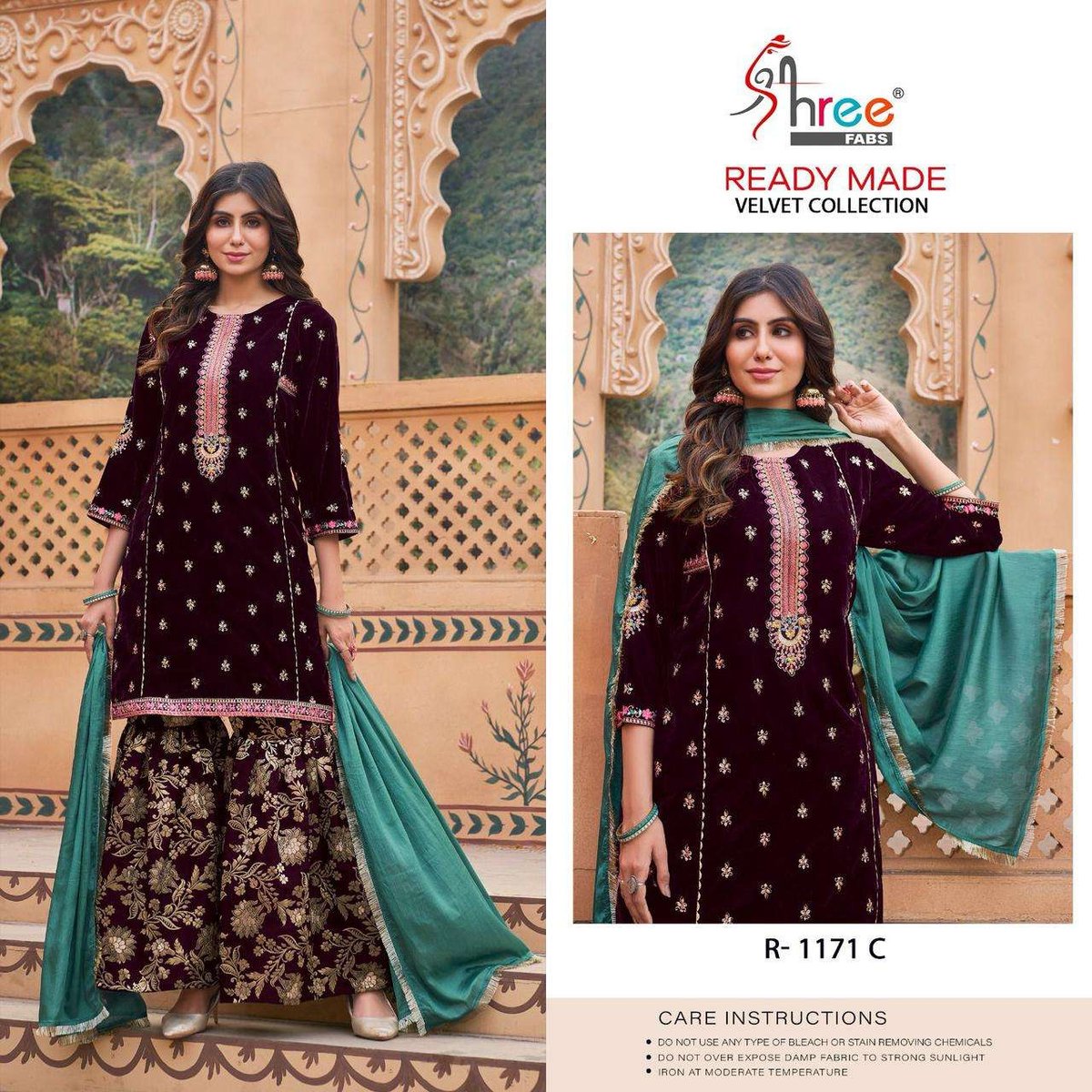 Shree Fab Ready Made Velvet Collection R-1171 Colors 3
