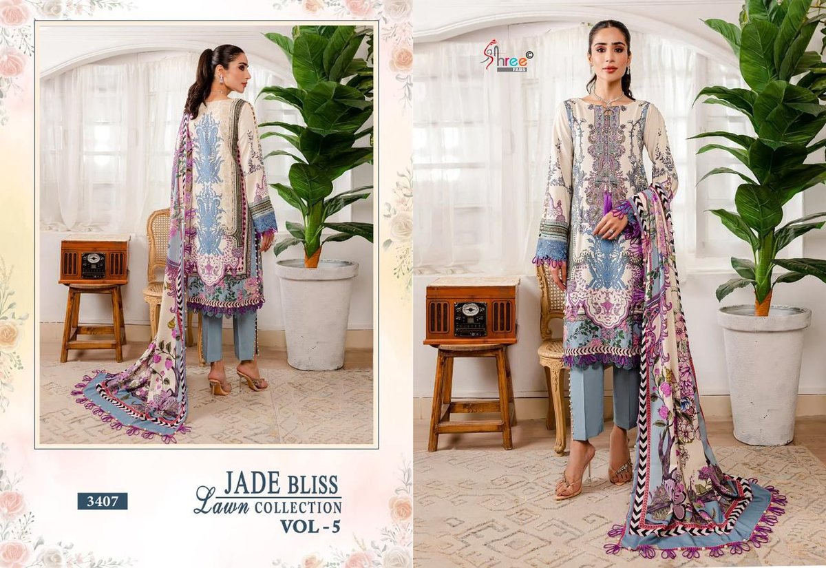 SHREE FAB JADE BLISS LAWN COLLECTION VOL-5 3405 TO 3412 3
