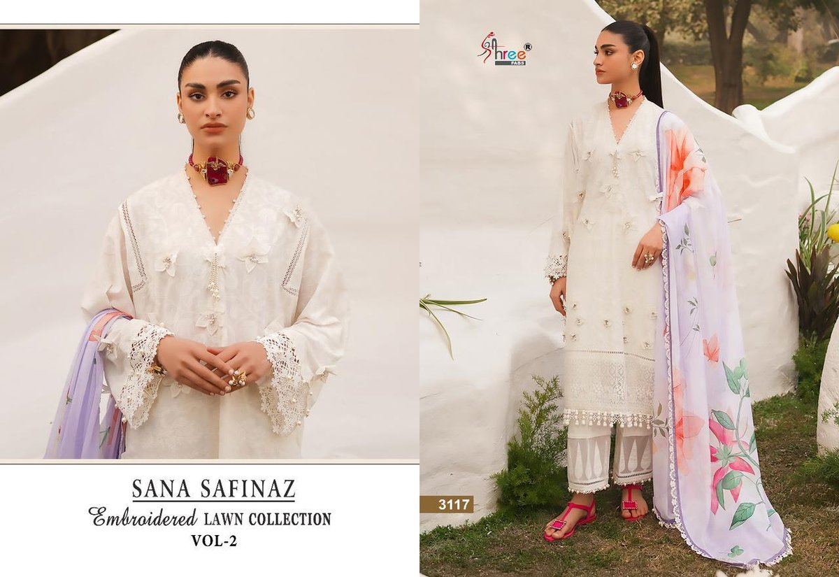 Shree Fab Sana Safinaz Embroidered Lawn Collection Vol-2 3110-3117 Series 8