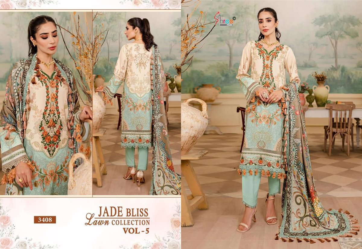 SHREE FAB JADE BLISS LAWN COLLECTION VOL-5 3405 TO 3412 4