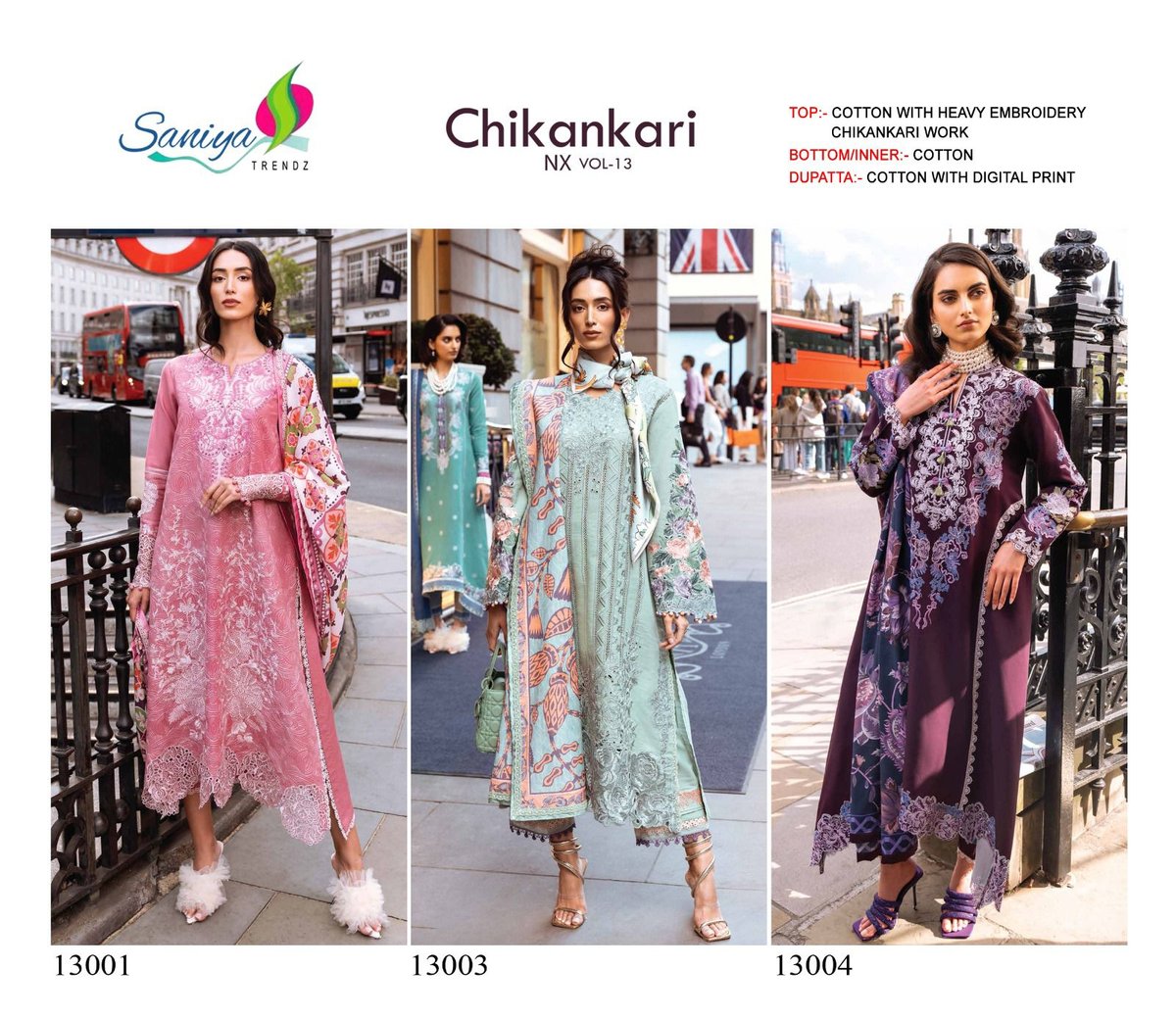SANIYA TRENDZ NOOR CHIKANKARI VOL-13 13001 TO 13004 4