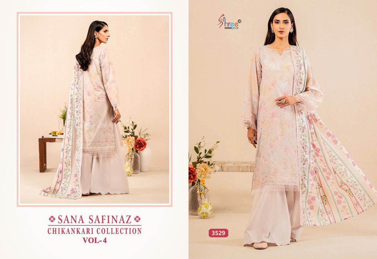 SHREE FAB SANA SAFINAZ CHIKANKARI COLLECTION VOL-4 3527 TO 3532 3