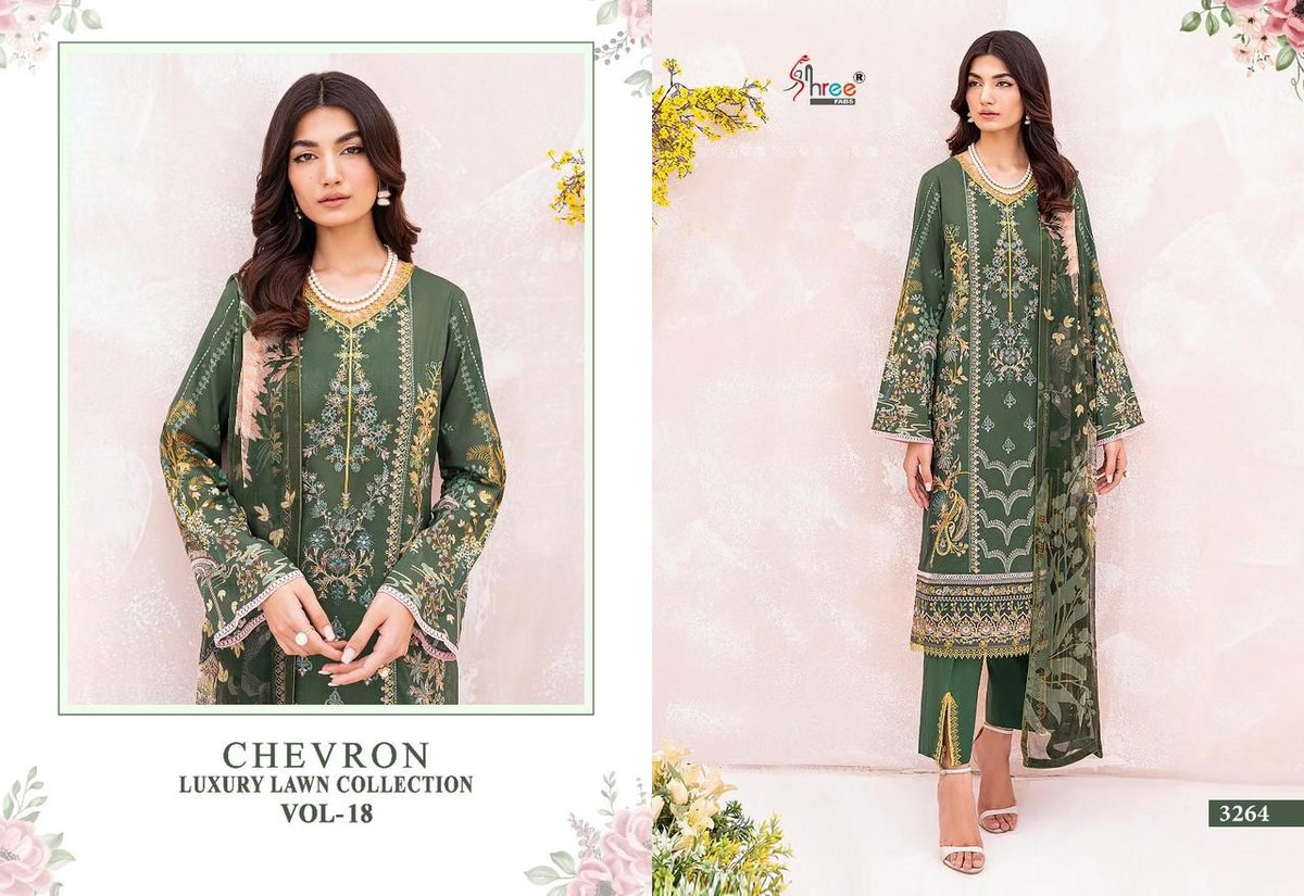 Shree Fab Chevron Lawn Collection Vol-18 3264-3270 Series 1