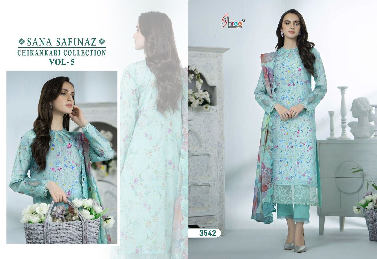 SHREE FABS SANA SAFINAZ CHIKANKARI COLLECTION VOL-05 3541 TO 3546 2