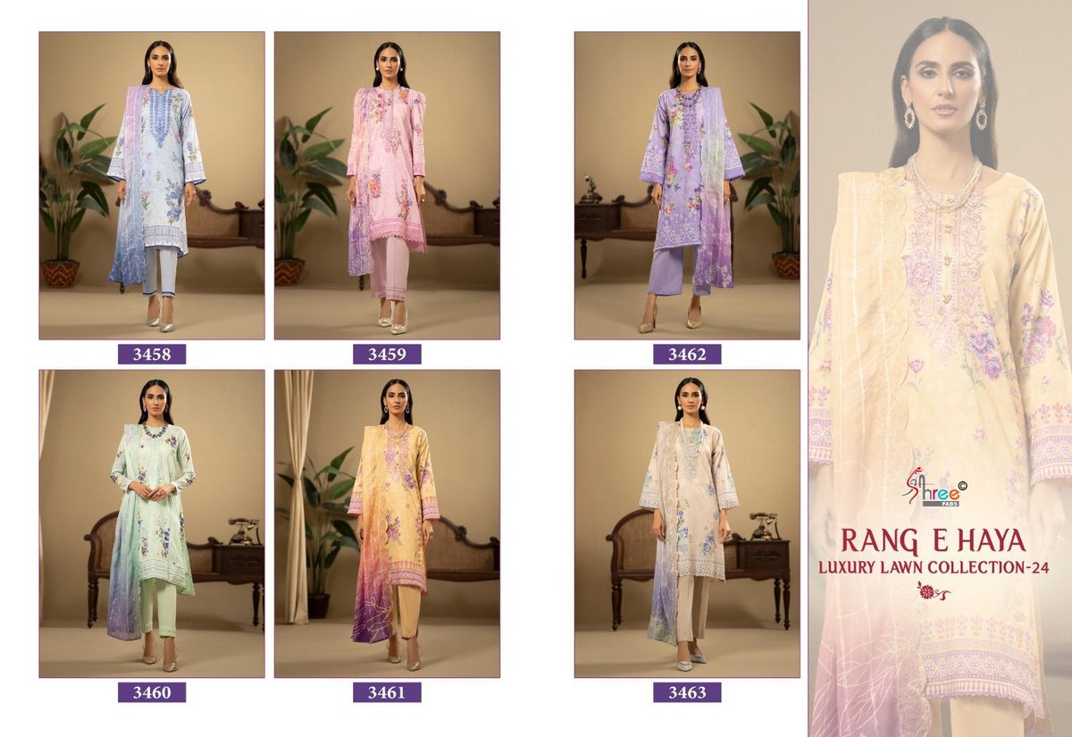 SHREE FAB RANG E HAYA LUXURY LAWN COLLECTION VOL-01 3458 TO 3463 7