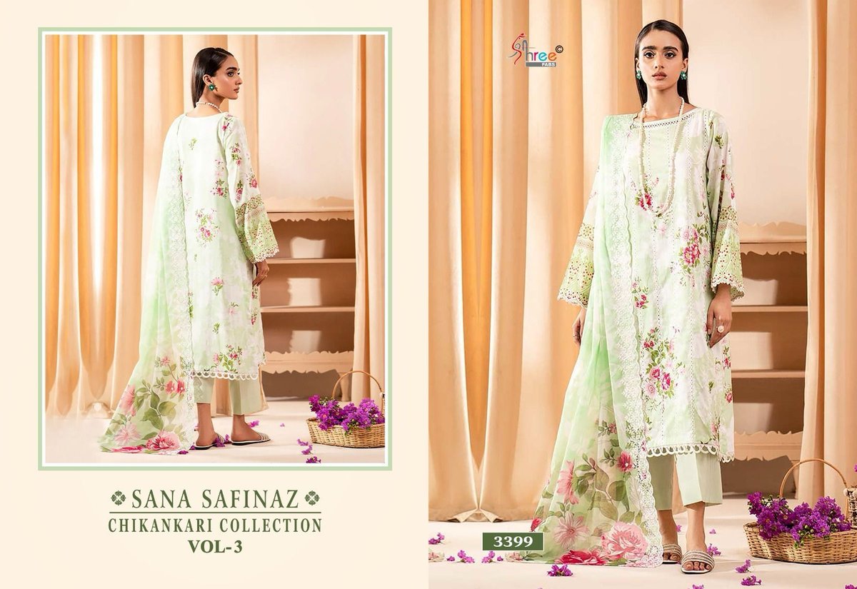 SHREE FAB SANA SAFINAZ CHIKANKARI COLLECTION VOL-3 3397 TO 3401 3