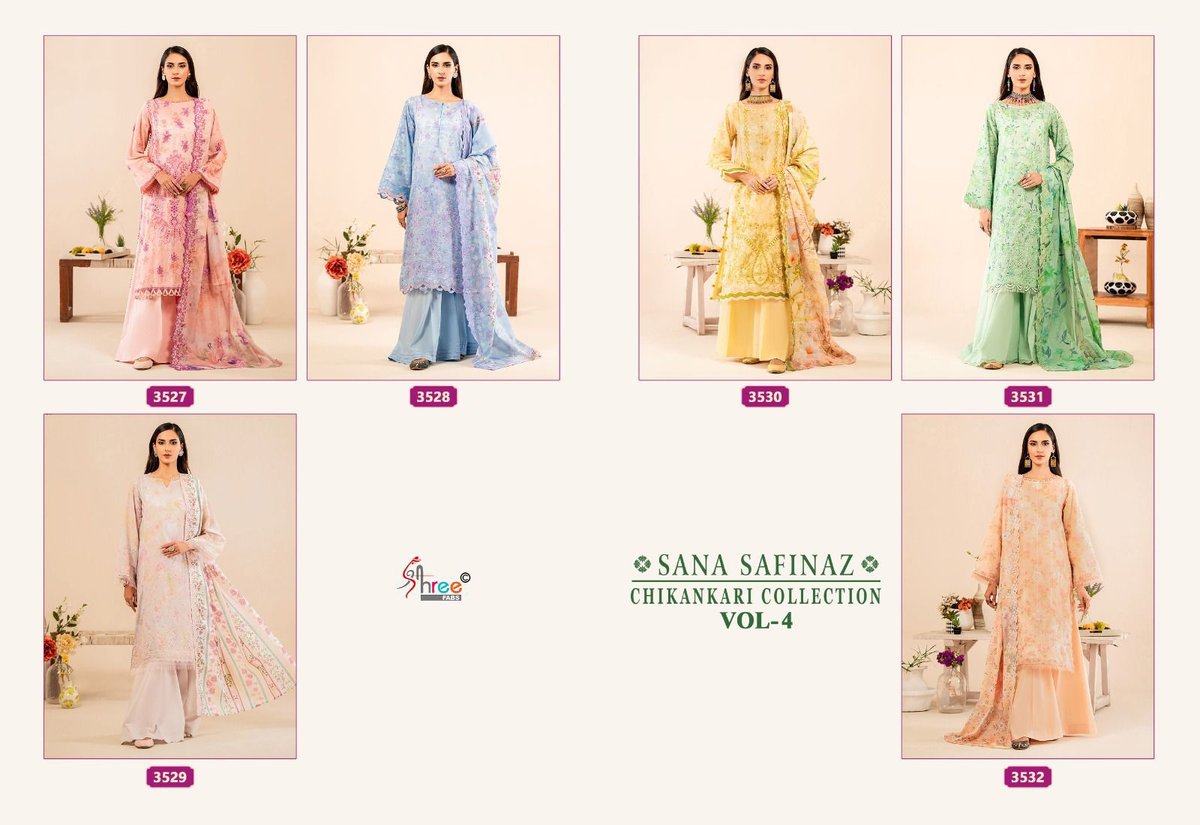 SHREE FAB SANA SAFINAZ CHIKANKARI COLLECTION VOL-4 3527 TO 3532 7