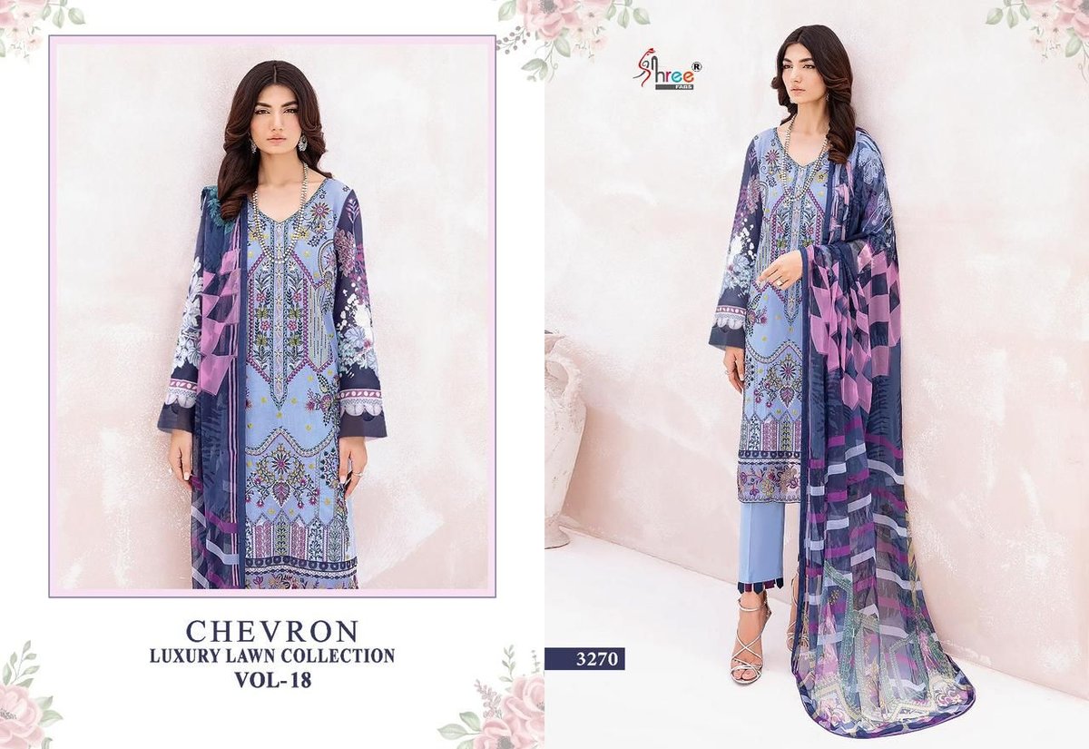Shree Fab Chevron Lawn Collection Vol-18 3264-3270 Series 7