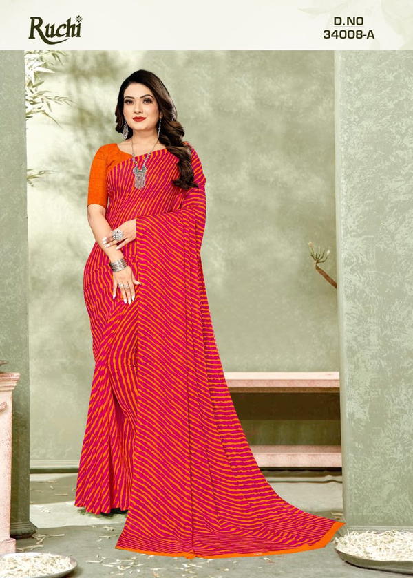 RUCHI SAREE STAR CHIFFON LEHRIYA 34008-A TO 34008-F
