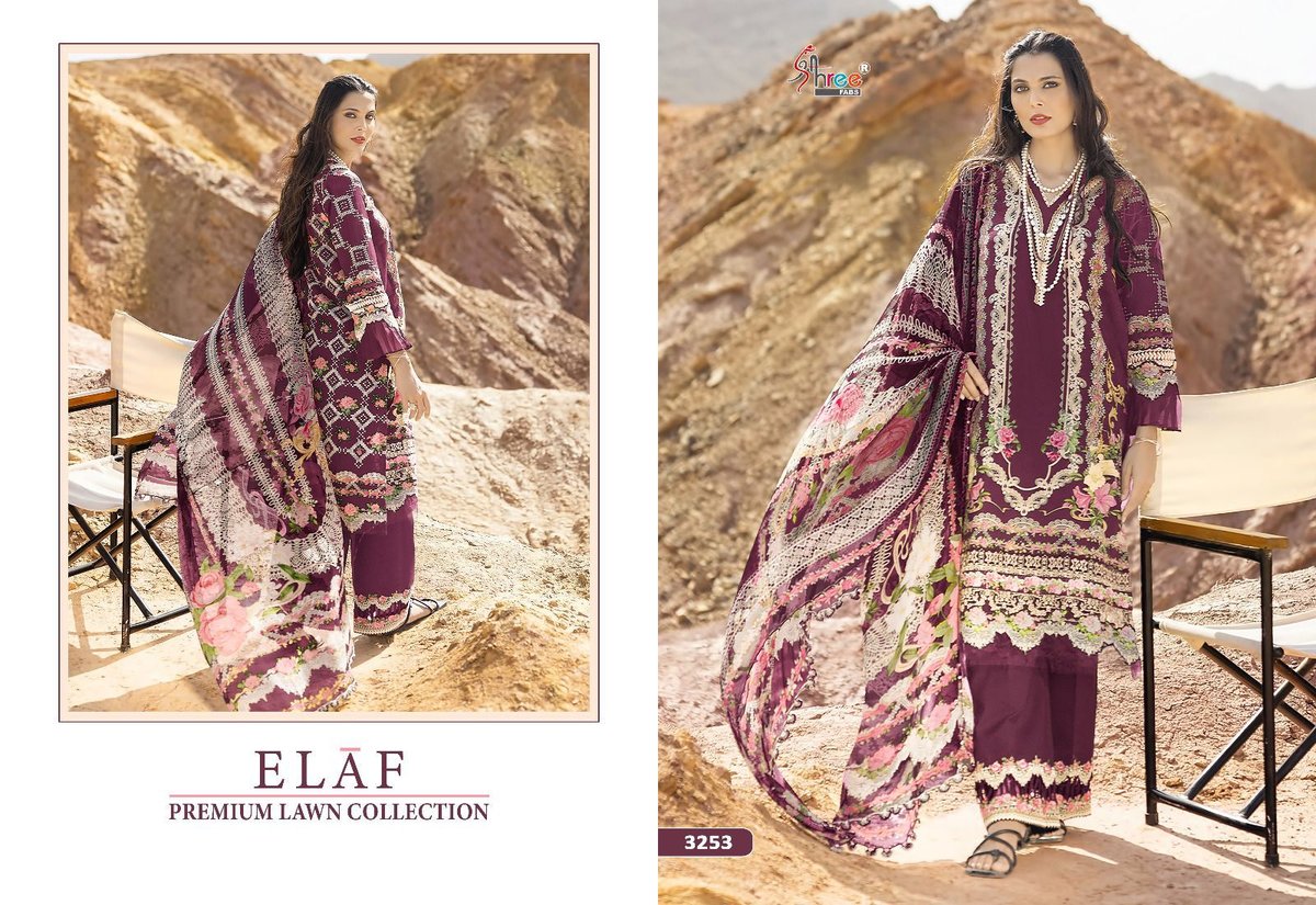 Shree Fab Elaf Premium Lawn Collection 3253 Colors 1