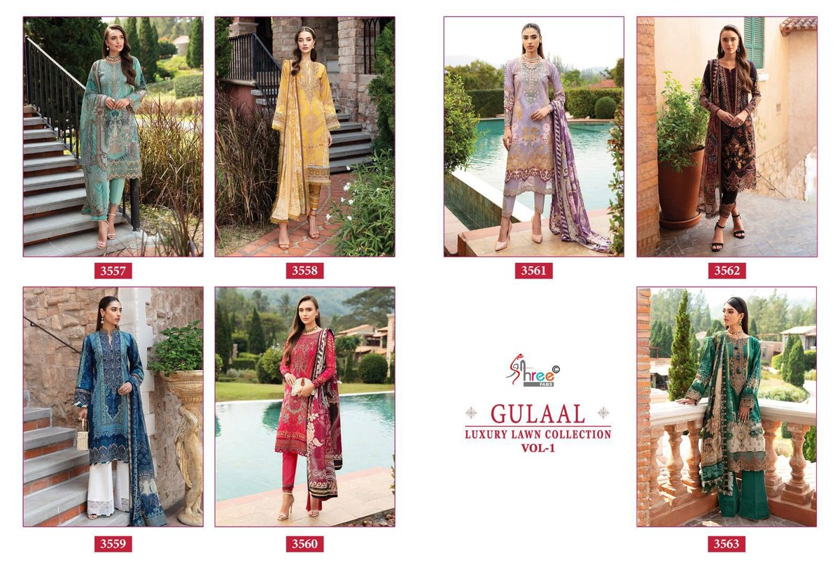 SHREE FABS GULAAL LUXURY LAWN COLLECTION VOL-01 3557 TO 3563 8