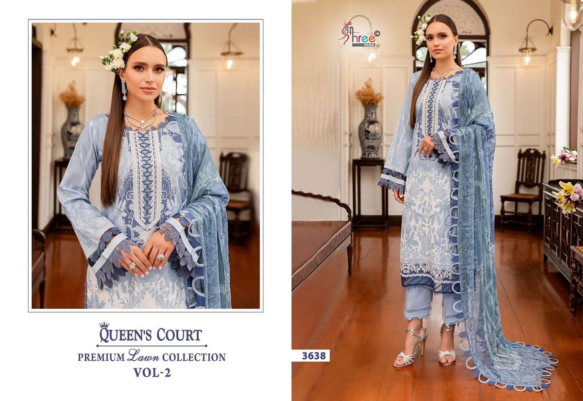 SHREE FAB QUEENS COURT PREMIUM LAWN COLLECTION VOL-2 3638 TO 3643 1