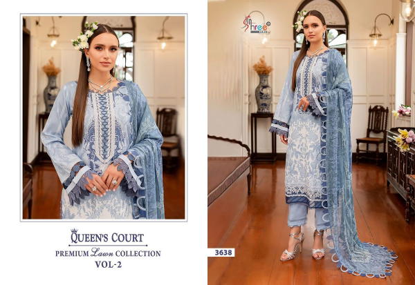 SHREE FAB QUEENS COURT PREMIUM LAWN COLLECTION VOL-2 3638 TO 3643