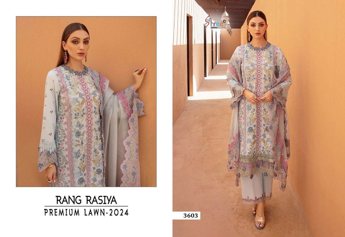 SHREE FABS RANG RASIYA PREMIUM LAWN - 2024 3601 TO 3604 3