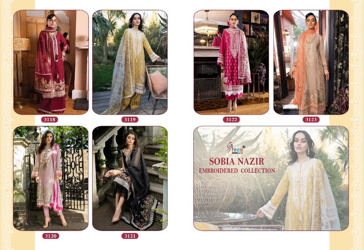 Shree Fab Sobia Nazir Lawn Collection 3118-3123 Series 7