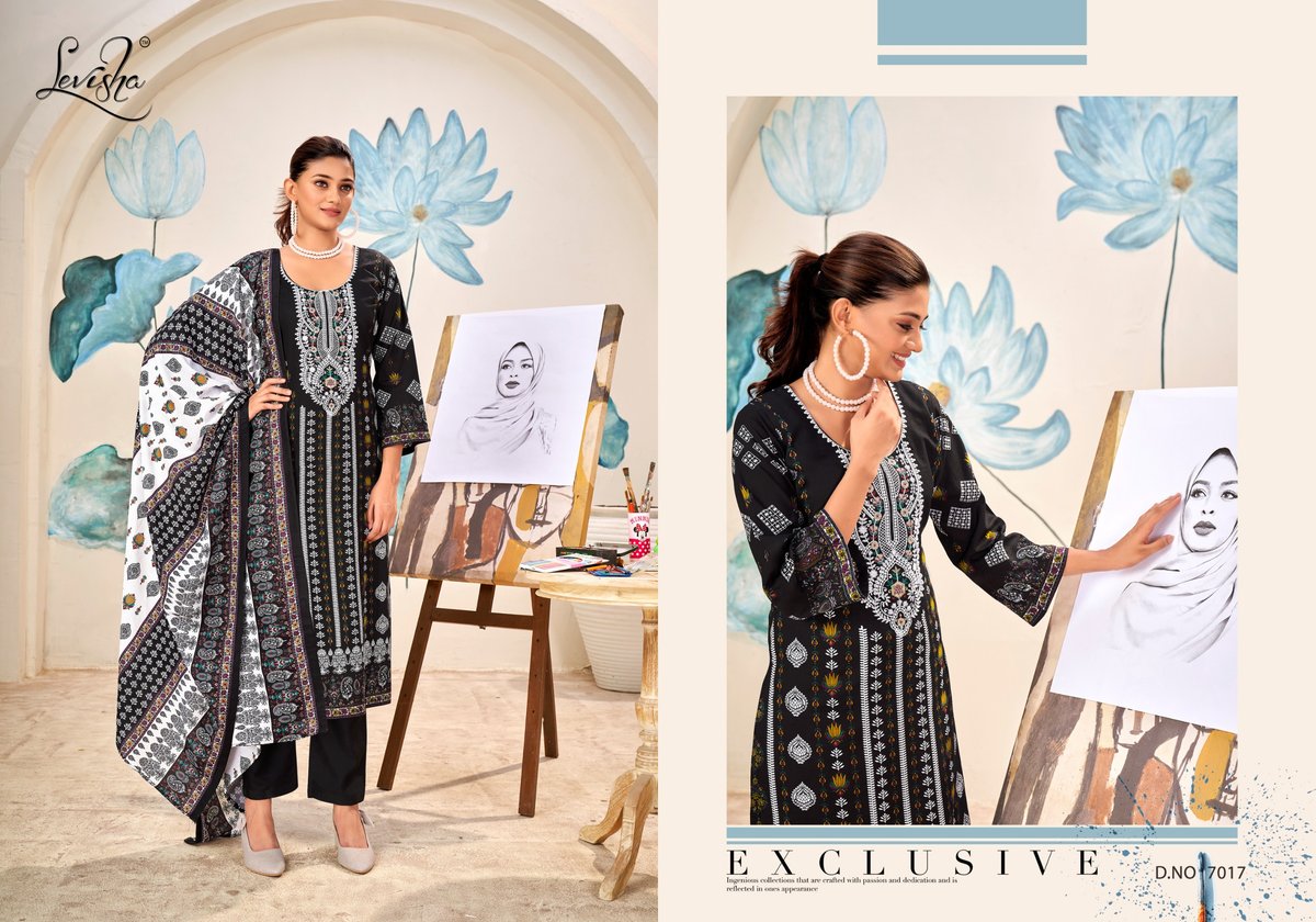 LEVISHA NAIRA NX VOL-7 BLACK & WHITE 7013 TO 7018 5