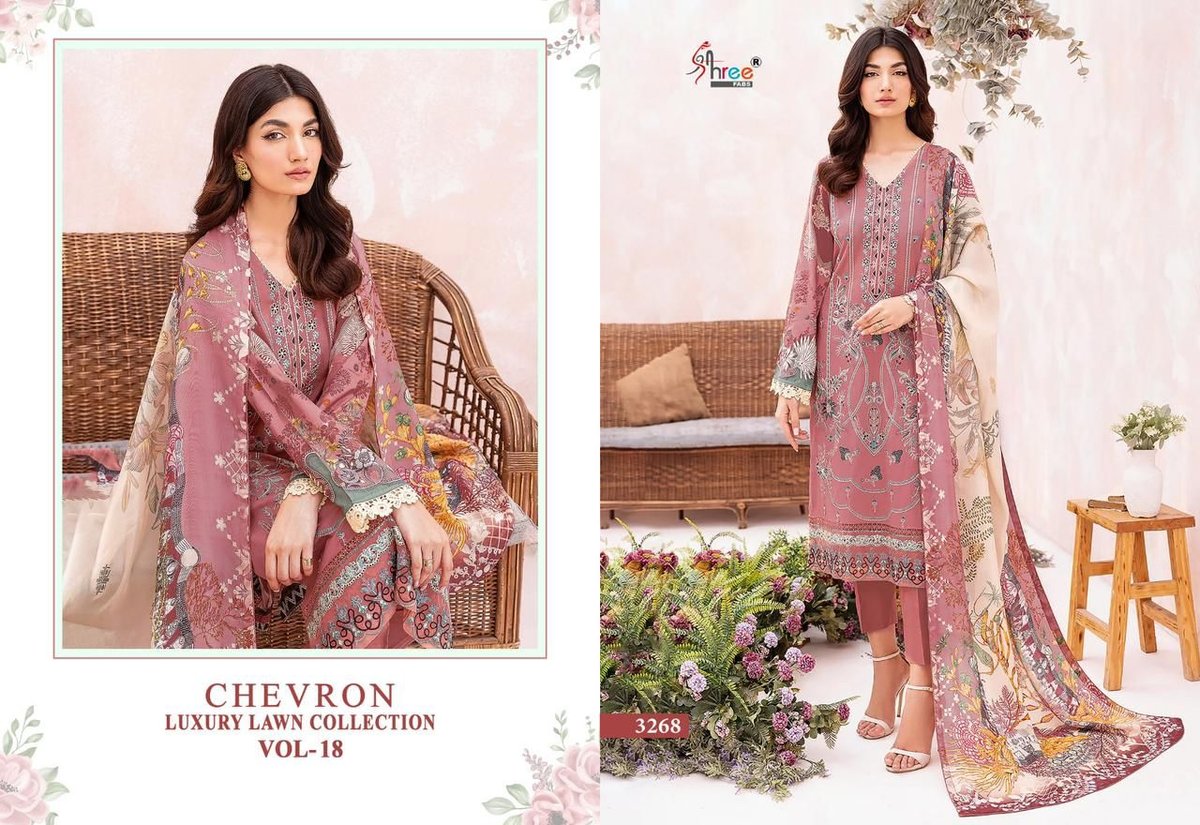 Shree Fab Chevron Lawn Collection Vol-18 3264-3270 Series 5