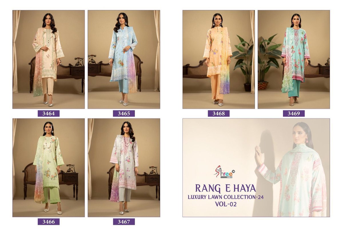SHREE FAB RANG E HAYA LUX LAWN COLLECTION VOL-02 3464 TO 3469 7