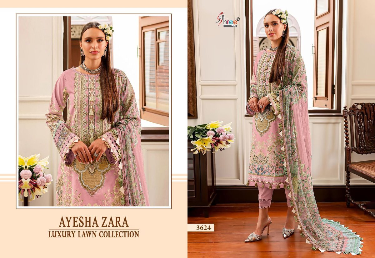 SHREE FAB AYESHA ZARA LUXURY LAWN COLLECTION 3623 TO 3628 2