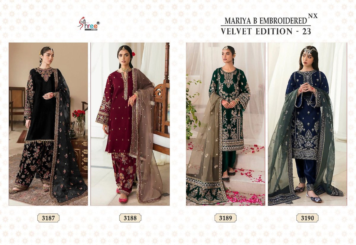 Shree Fab Mariya B Embroidered Nx Velvet Edition 3187-3190 Series 5