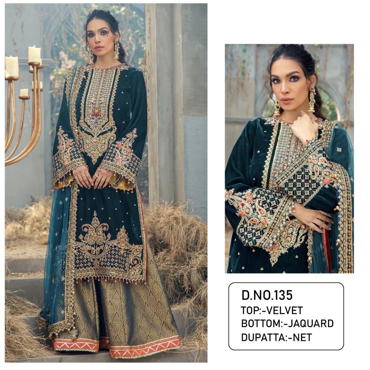 Pakistani Designer Suits KF-135 Colors 1