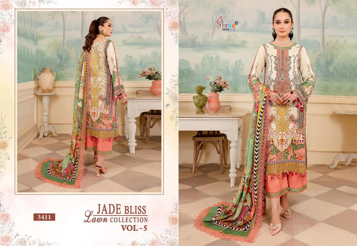 SHREE FAB JADE BLISS LAWN COLLECTION VOL-5 3405 TO 3412 7