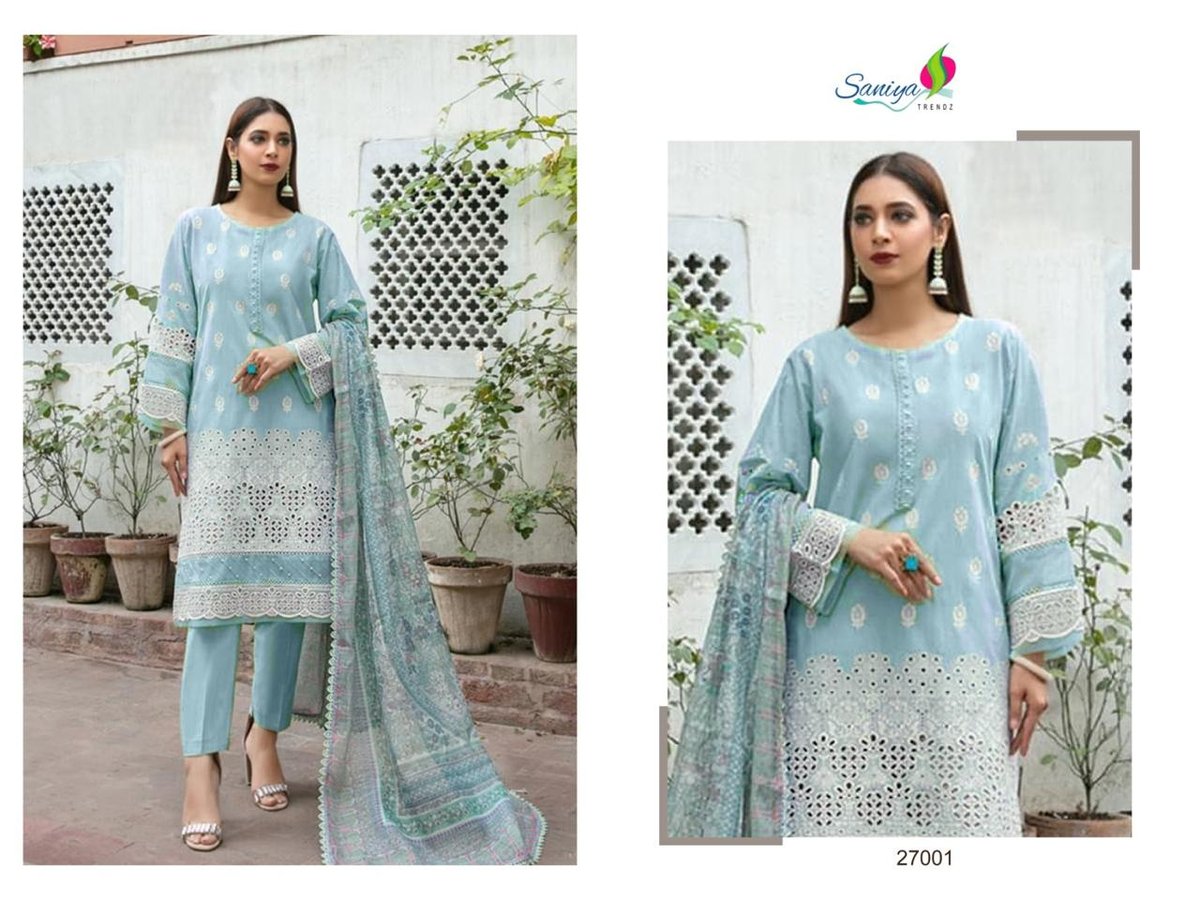 SANIYA TRENDZ MARIA B CHIKANKARI VOL-27 27001 TO 27003 1