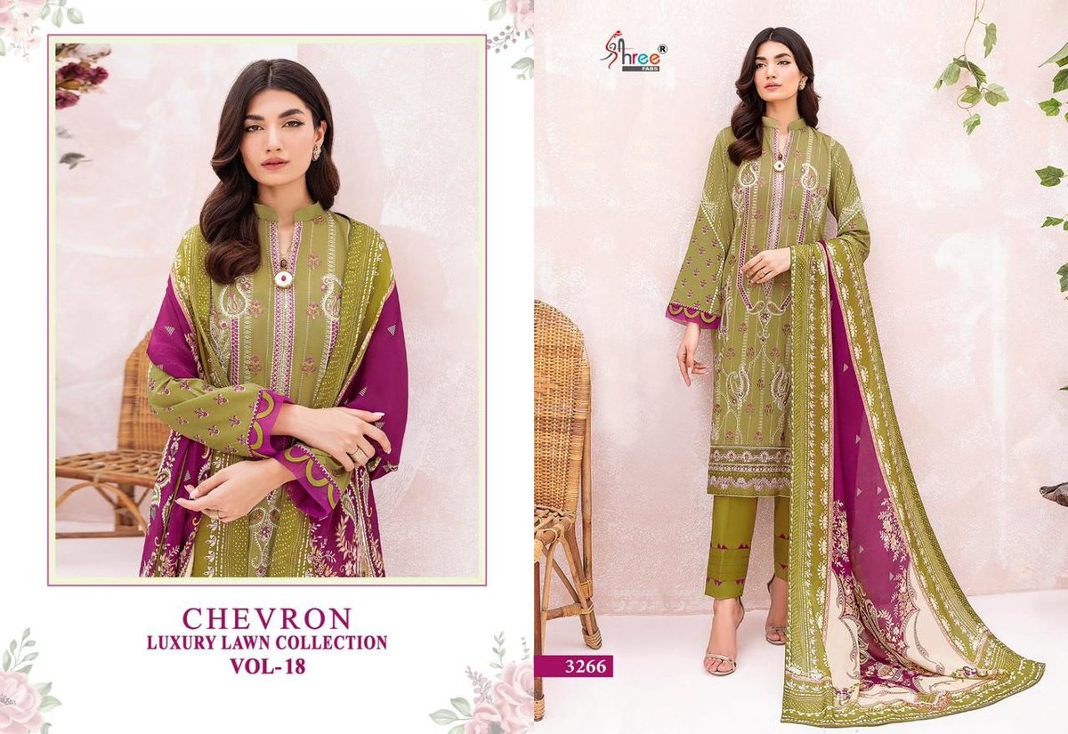 Shree Fab Chevron Lawn Collection Vol-18 3264-3270 Series 3