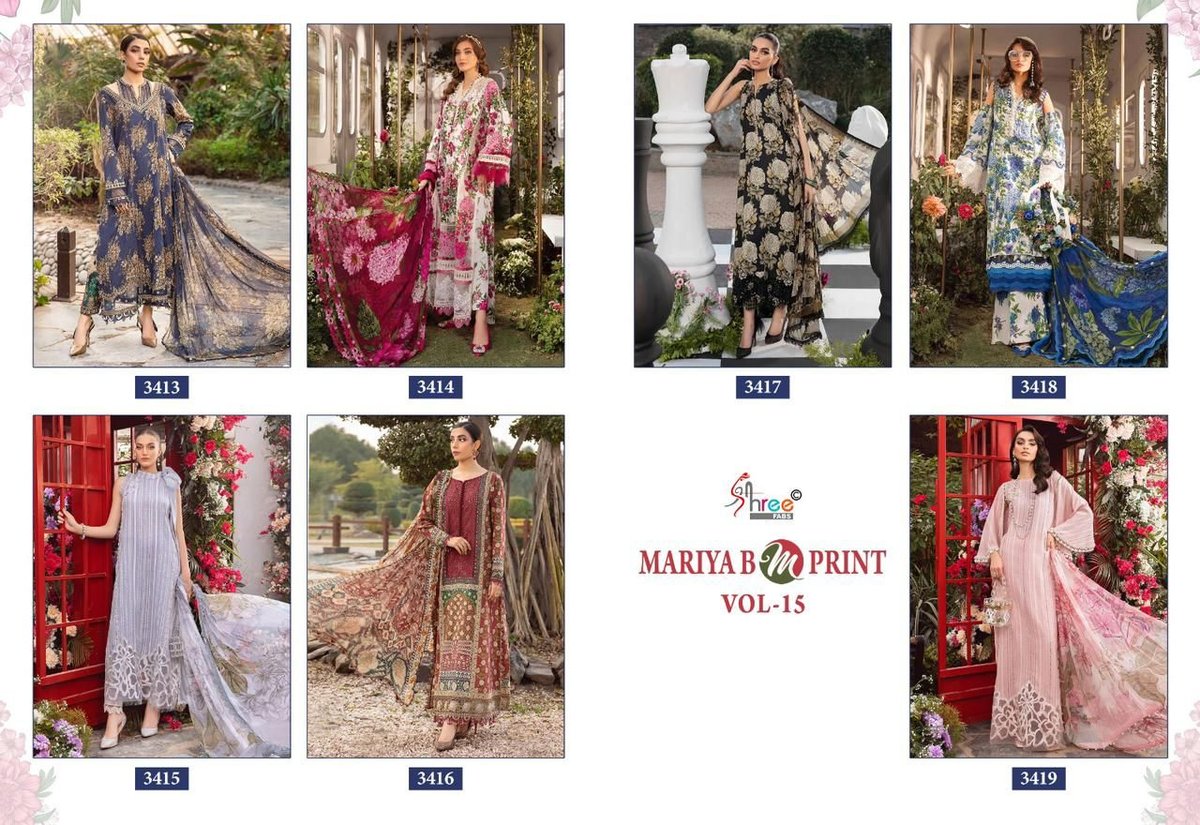 SHREE FAB MARIA B M PRINTS VOL-15 3413 TO 3419 8
