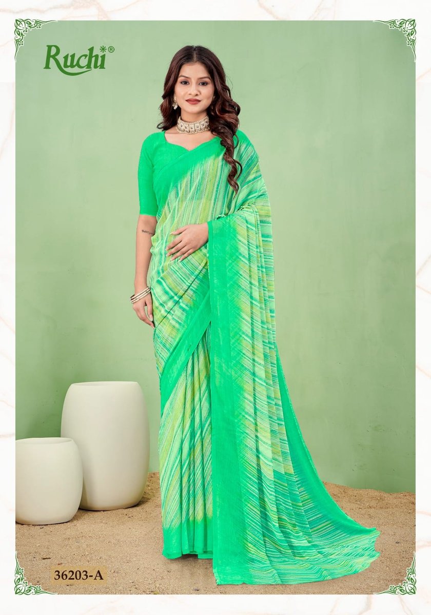 RUCHI SAREE STAR CHIFFON LEHRIYA SPECIAL 36201-A TO 36203-D 9