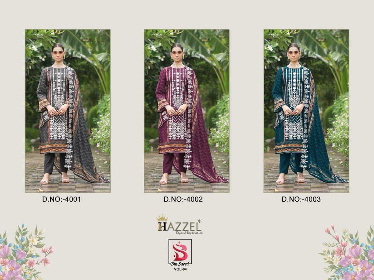 HAZZEL BIN SAEED LUXURY LAWN COLLECTION VOL - 04 4001 TO 4003 4