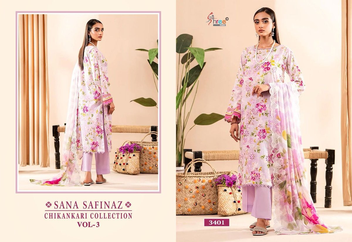 SHREE FAB SANA SAFINAZ CHIKANKARI COLLECTION VOL-3 3397 TO 3401 5