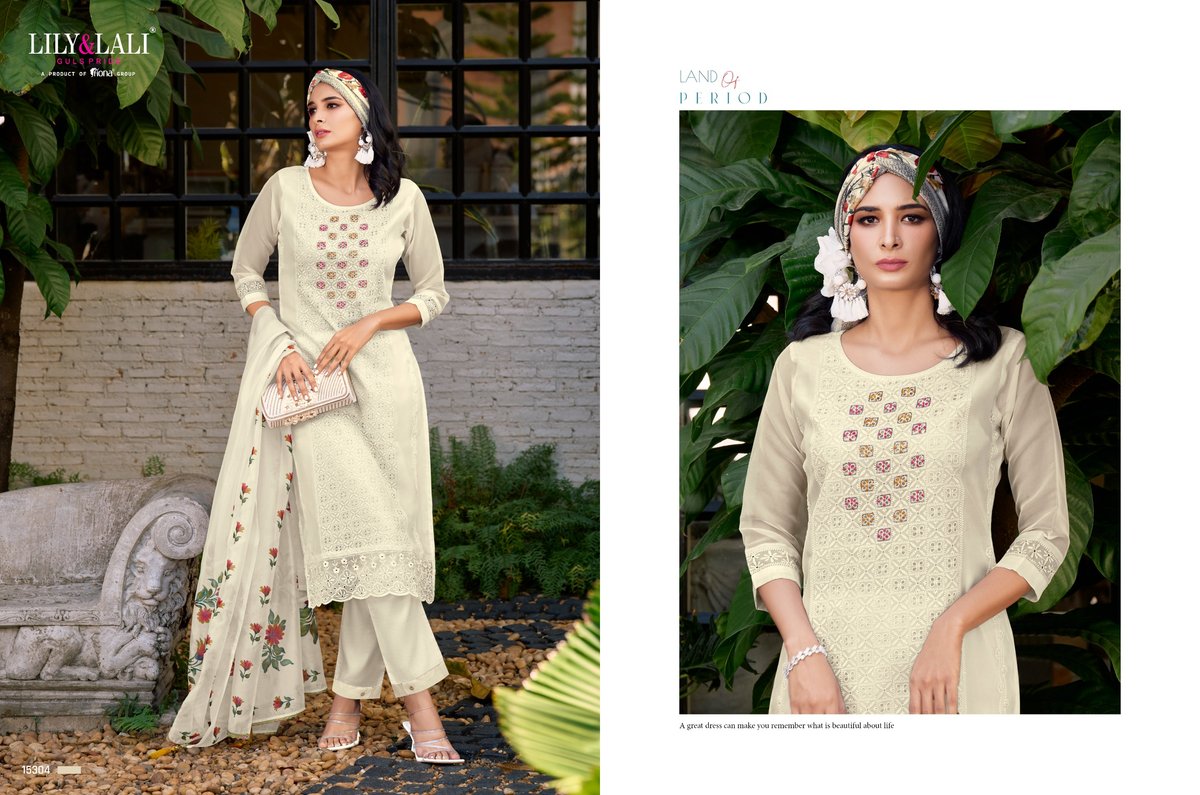 LILY & LALI CHIKANKARI ORGANZA 15301 TO 15306 4