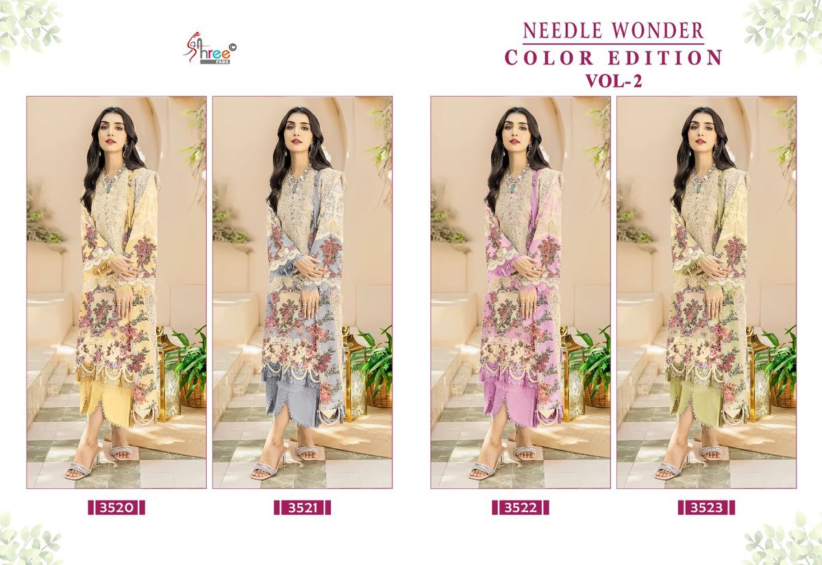 SHREE FAB NEEDLE WONDER COLOUR EDITION VOL-2 3520 TO 3523 5