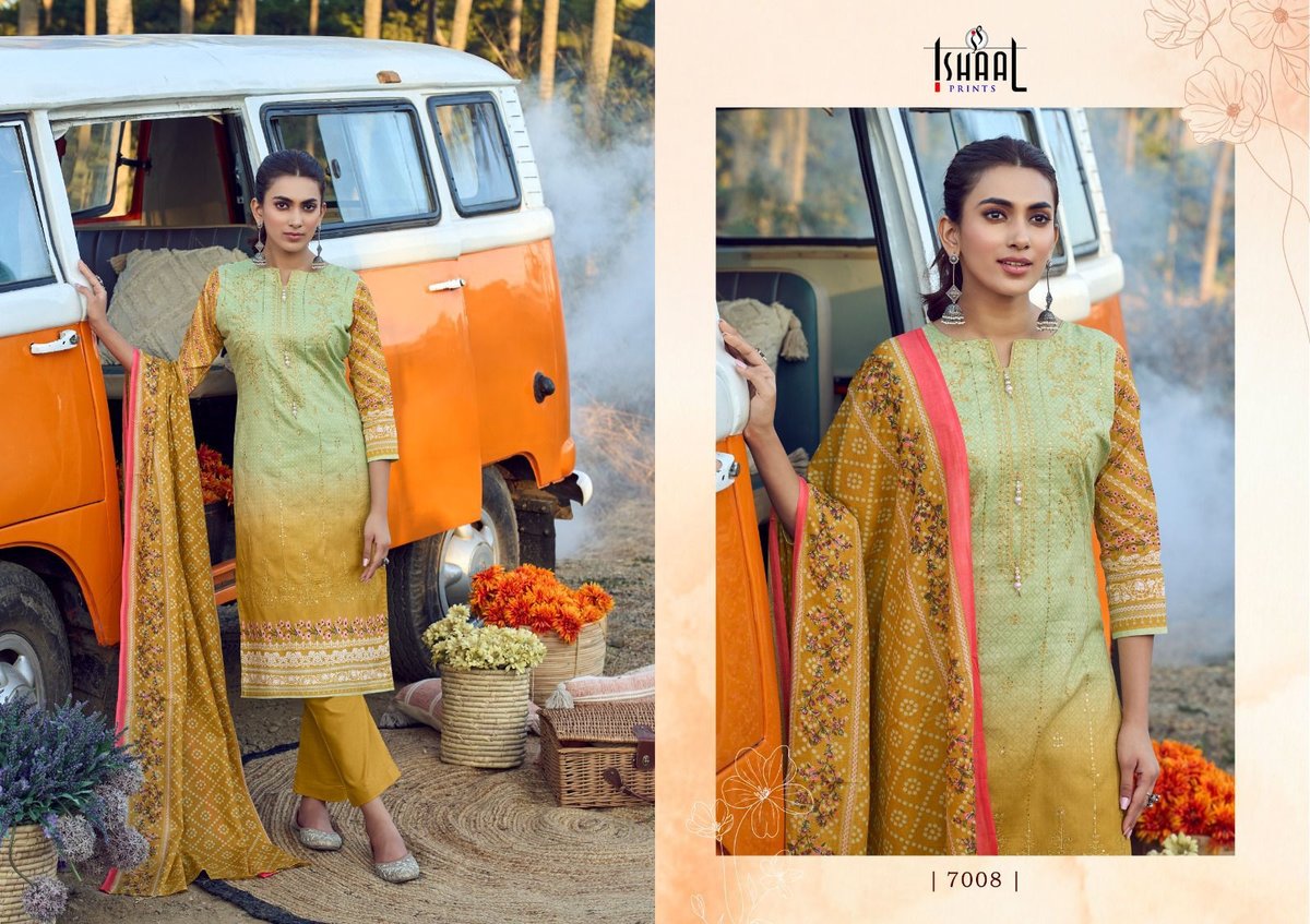 ISHAAL PRINTS EMBROIDERED VOL-7 7001 TO 7010 8