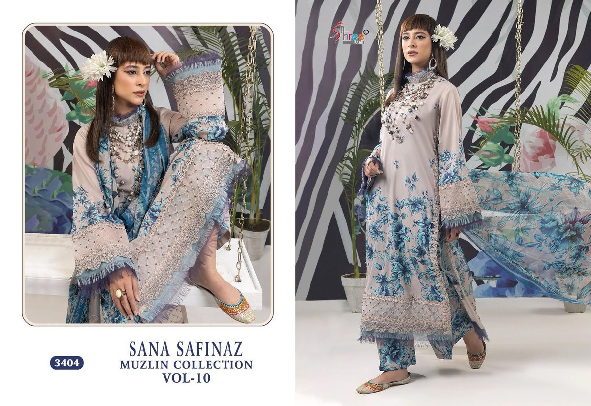 SHREE FAB SANA SAFINAZ MUZLIN COLLECTION VOL-10 3402 TO 3404 3