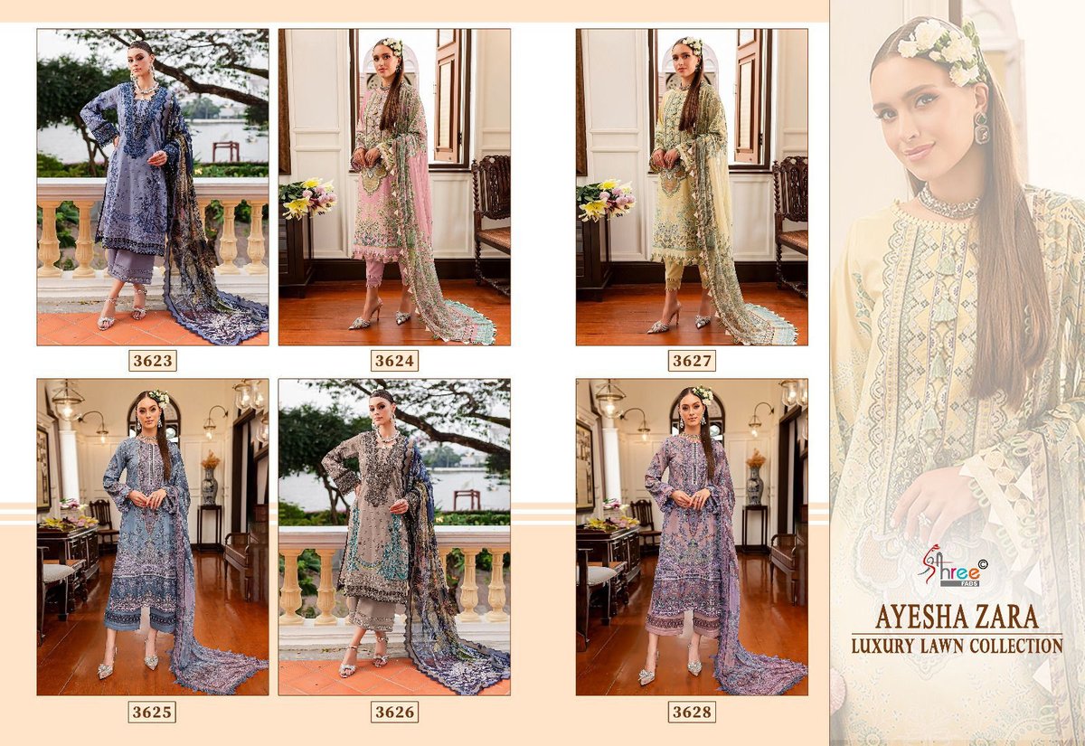 SHREE FAB AYESHA ZARA LUXURY LAWN COLLECTION 3623 TO 3628 7