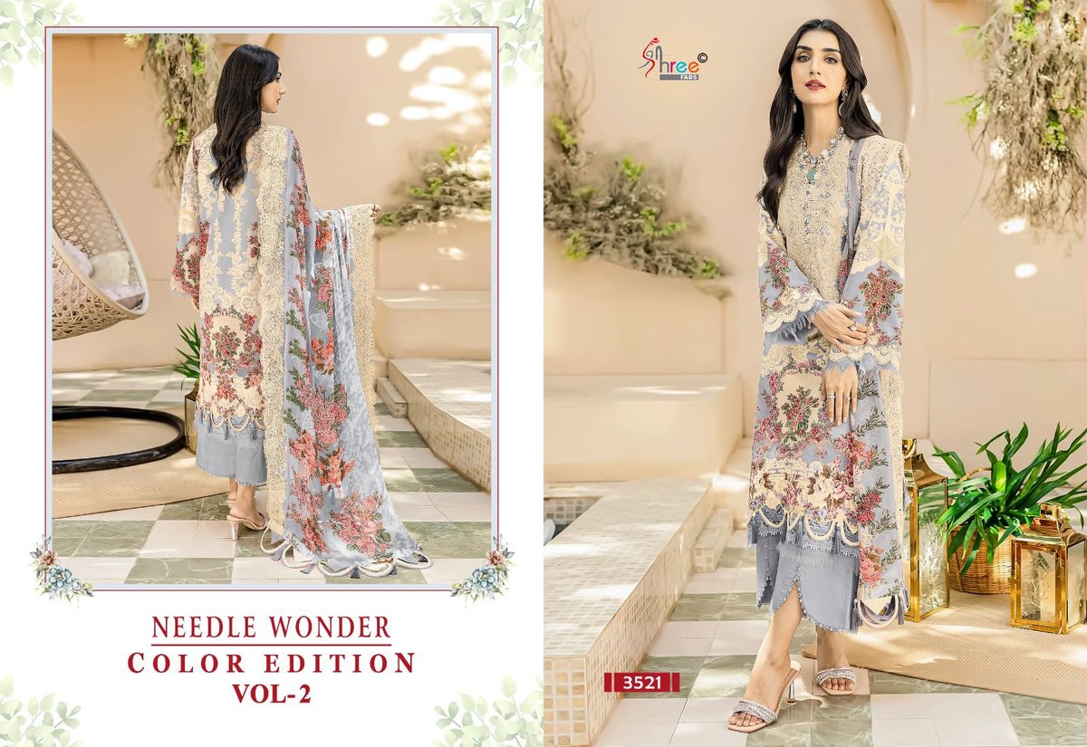 SHREE FAB NEEDLE WONDER COLOUR EDITION VOL-2 3520 TO 3523 2