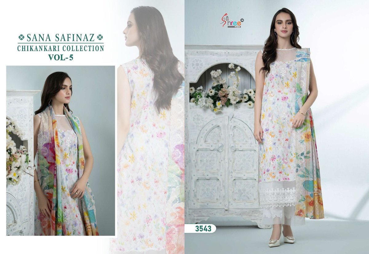 SHREE FABS SANA SAFINAZ CHIKANKARI COLLECTION VOL-05 3541 TO 3546 3