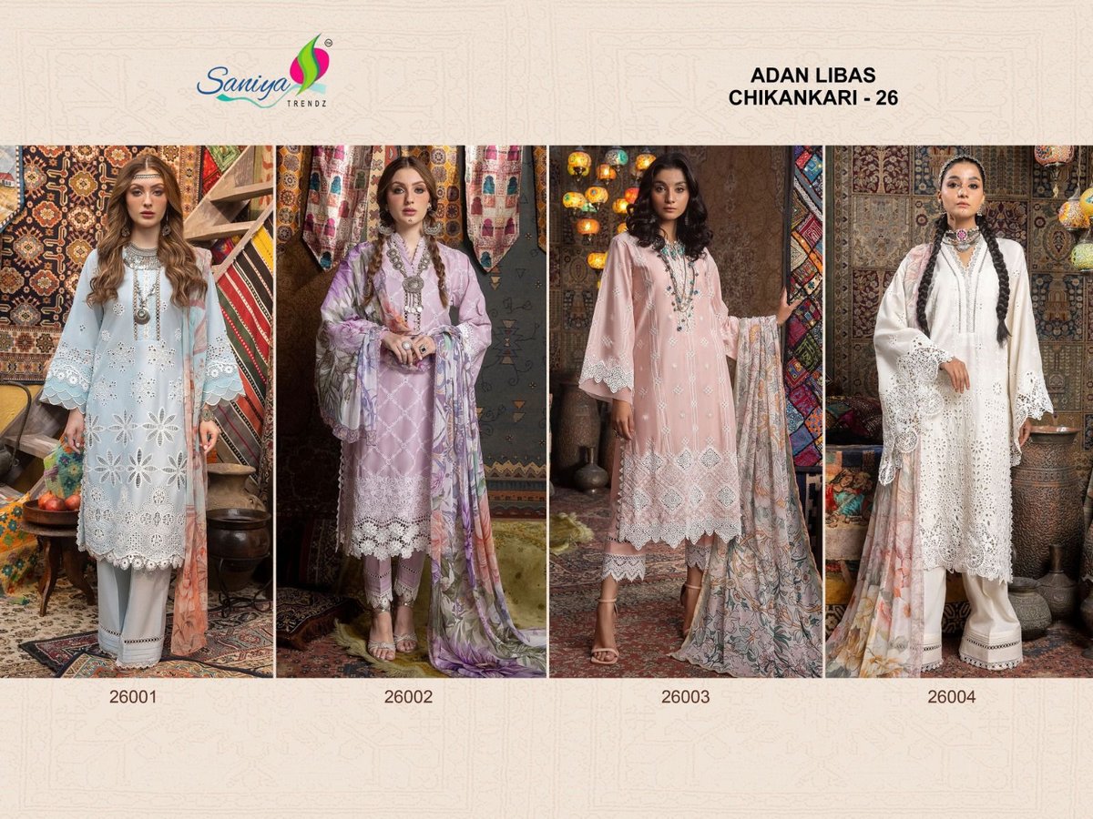 SANIYA TRENDZ ADAN LIBAS CHIKANKARI - 26 26001 TO 26004 5