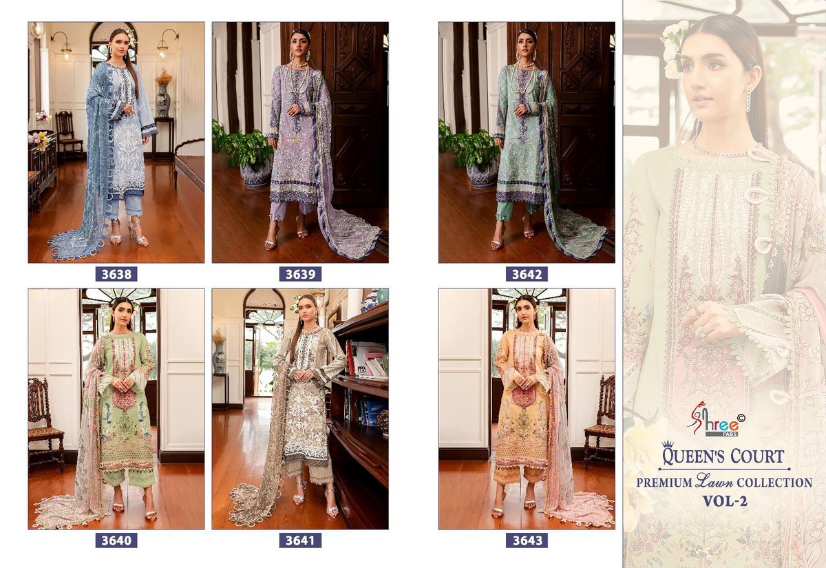 SHREE FAB QUEENS COURT PREMIUM LAWN COLLECTION VOL-2 3638 TO 3643 7