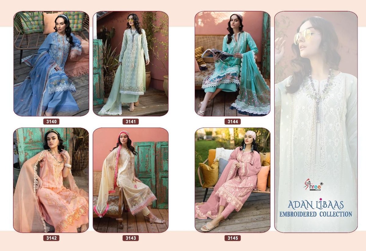 Shree Fab Adan Libaas Embroidered Collection 3140-3145 Series 7
