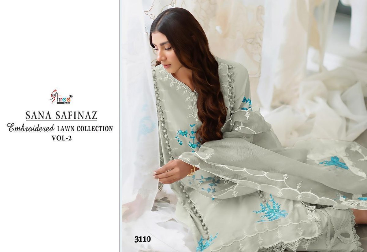 Shree Fab Sana Safinaz Embroidered Lawn Collection Vol-2 3110-3117 Series 1