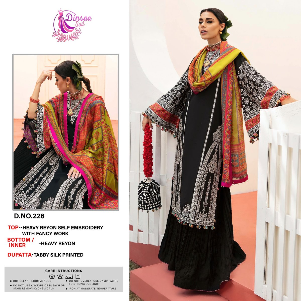 Dinsaa Suit Super Hit Black 226 Design 1